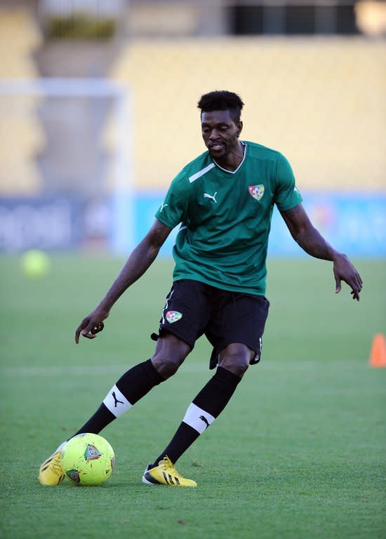 Togo forward Emmanuel Adebayor during a team training session in Rustenburg on January 21, 2013. Adebayor finally decided to join up with his compatriots following a little arm-twisting from the tiny west African nation's president