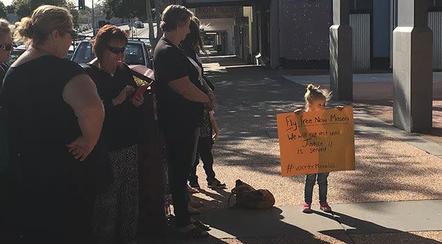 Supporters outside Caboolture court. Source: AAP