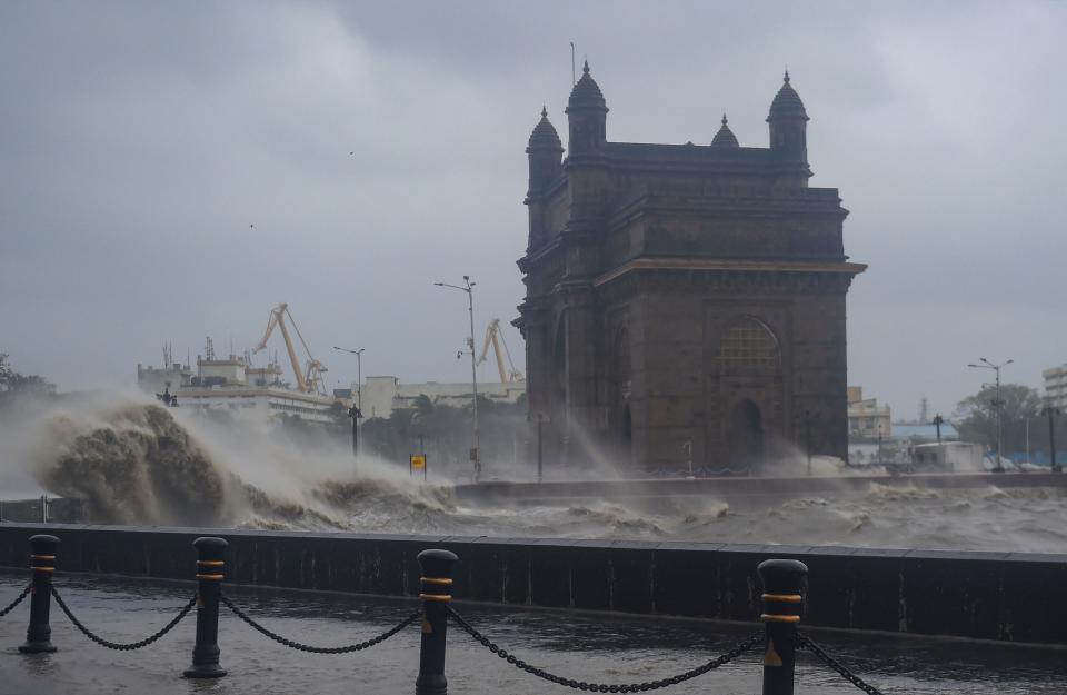 Mumbai: Strong sea waves near the Gateway of India as Cyclone Tauktae approaches the coast on Monday.