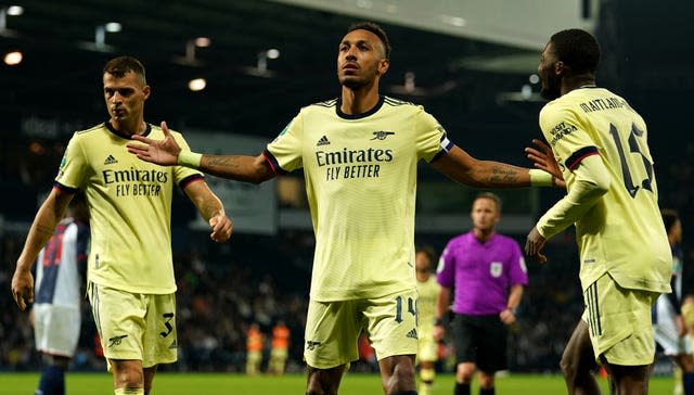 Pierre-Emerick Aubameyang celebrates scoring 