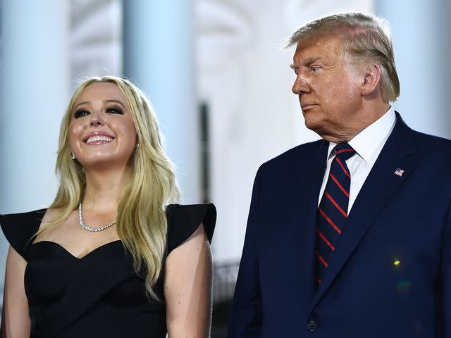 <p>BRENDAN SMIALOWSKI/AFP/Getty</p> Tiffany Trump and Donald Trump during the final day of the Republican National Convention on August 27, 2020.