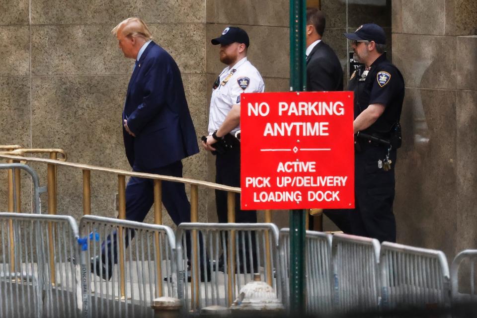 Former President Donald Trump departs Manhattan Criminal Court on May 09, 2024, in New York City.