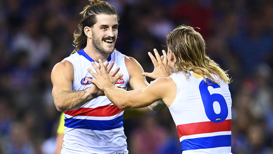 Western Bulldogs forward Josh Bruce booted 10 goals in their thrashing of North Melbourne on Good Friday. (Photo by Quinn Rooney/Getty Images)