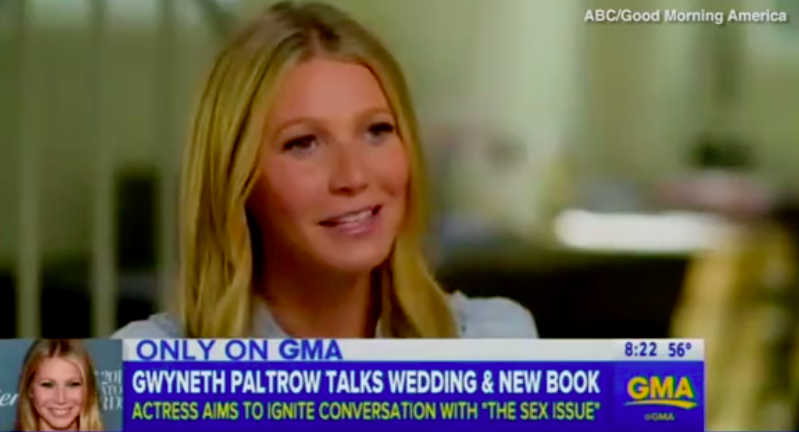 Gwyneth was interviewed on Good Morning America and spoke about her kids, modern sexuality and her engagement. Source: Good Morning America