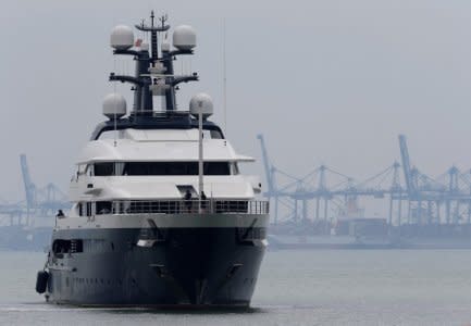 FILE PHOTO: Seized luxury yacht Equanimity, belonging to fugitive Malaysian financier Low Taek Jho, is brought to Boustead Cruise Terminal in Port Klang, Malaysia August 7, 2018. REUTERS/Lai Seng SinFile Photo