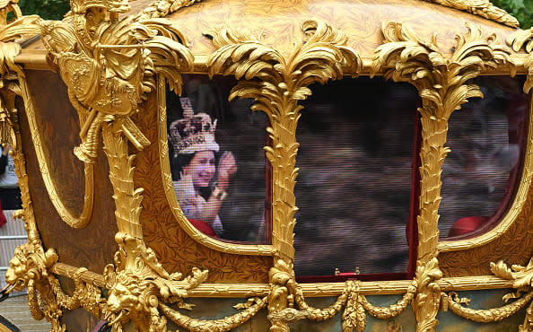 <div class="inline-image__caption"><p>The original golden coronation carriage with a hologram of the Queen is seen during the Platinum Pageant on June 05, 2022 in London, England.</p></div> <div class="inline-image__credit">Karwai Tang/WireImage</div>