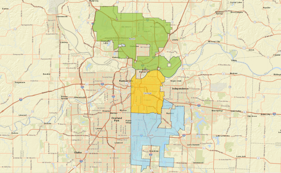 A map of Kansas City leaf pickup regions. Your trash day and leaf pickup region determine when you receive your new trash cart from the city. Screenshot from KCMO.gov. April 17, 2024.