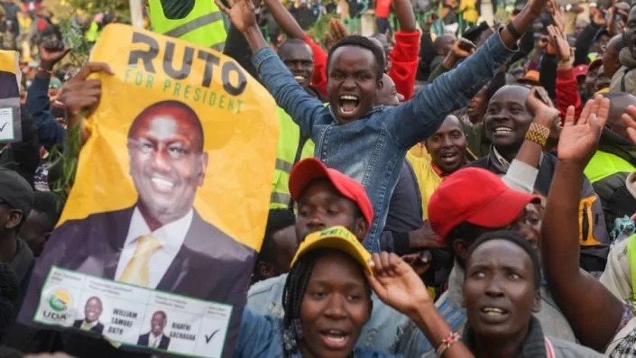 Supporters of William Ruto, Kenya's President elect, celebrate in Eldoret on August 15, 2022.