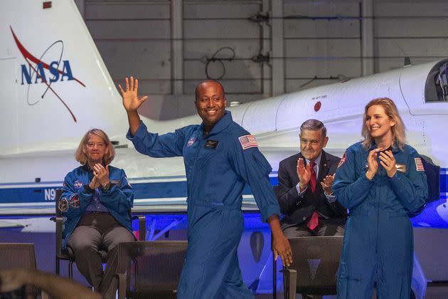 <p>Lors de la présentation des nouveaux astronautes en formation de la Nasa, au centre spatial Johnson, à Houston (Texas), le 6 décembre 2021.</p>