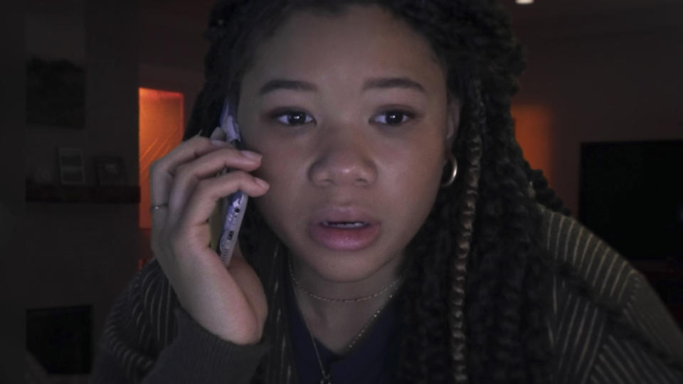 This image released by Sony Pictures shows Storm Reid in a scene from "Missing." (Screen Gems-Sony Pictures via AP)