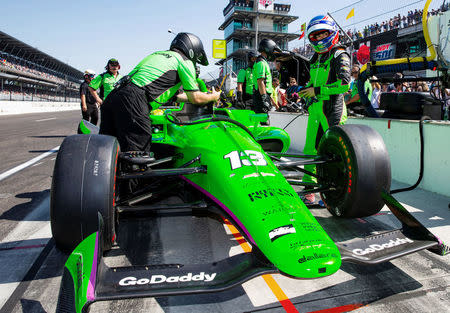 FILE PHOTO: IndyCar Series driver Danica Patrick during Carb Day practice for the 102nd Running of the Indianapolis 500 at Indianapolis Motor Speedway in Indianapolis, Indiana, May 25, 2018. Mandatory Credit: Mark J. Rebilas-USA TODAY Sports/File Photo