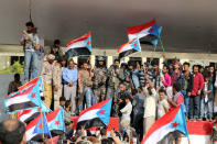 Supporters of southern Yemeni separatists take part in an anti-government protest in Aden, Yemen January 28, 2018. REUTERS/Fawaz Salman