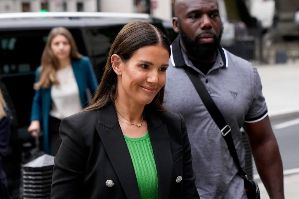 Rebekah Vardy arrives at court today  (AP)