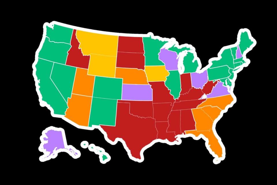 Two years after the U.S. Supreme Court overturned Roe v. Wade, most Republican-controlled states new abortion restrictions in effect while most Democrat-led states have laws or executive orders to protect access to abortion.