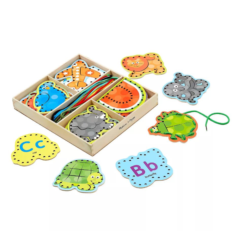 Melissa and Doug products are the cream of the crop for children's learning and play toys. <strong><a href="https://fave.co/36DF9tT" target="_blank" rel="noopener noreferrer">These sturdy lacing cards</a></strong> help children solve problems, increase their hand-eye coordination, improve dexterity and have the chance to learn both upper and lower case letters of the alphabet while they play. <strong><a href="https://fave.co/36DF9tT" target="_blank" rel="noopener noreferrer">Get them from Target</a></strong>.