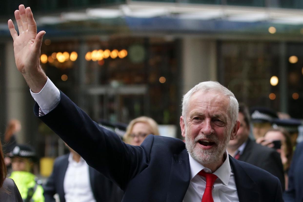 Labour leader Jeremy Corbyn arrives at Labour Party headquarters the morning after the 2017 general election result: AFP via Getty Images