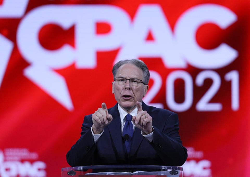 Wayne LaPierre of the NRA dresses CPAC in 2021 (Getty Images)