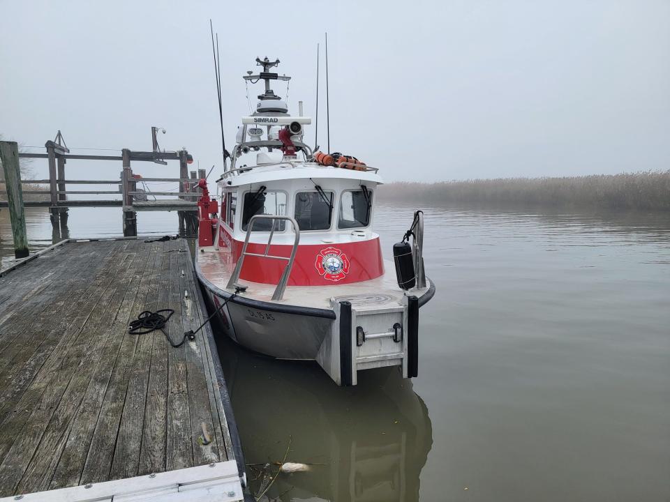 The Delaware City Fire Company responded to a capsized boat in the Delaware River on Oct. 30, 2023.