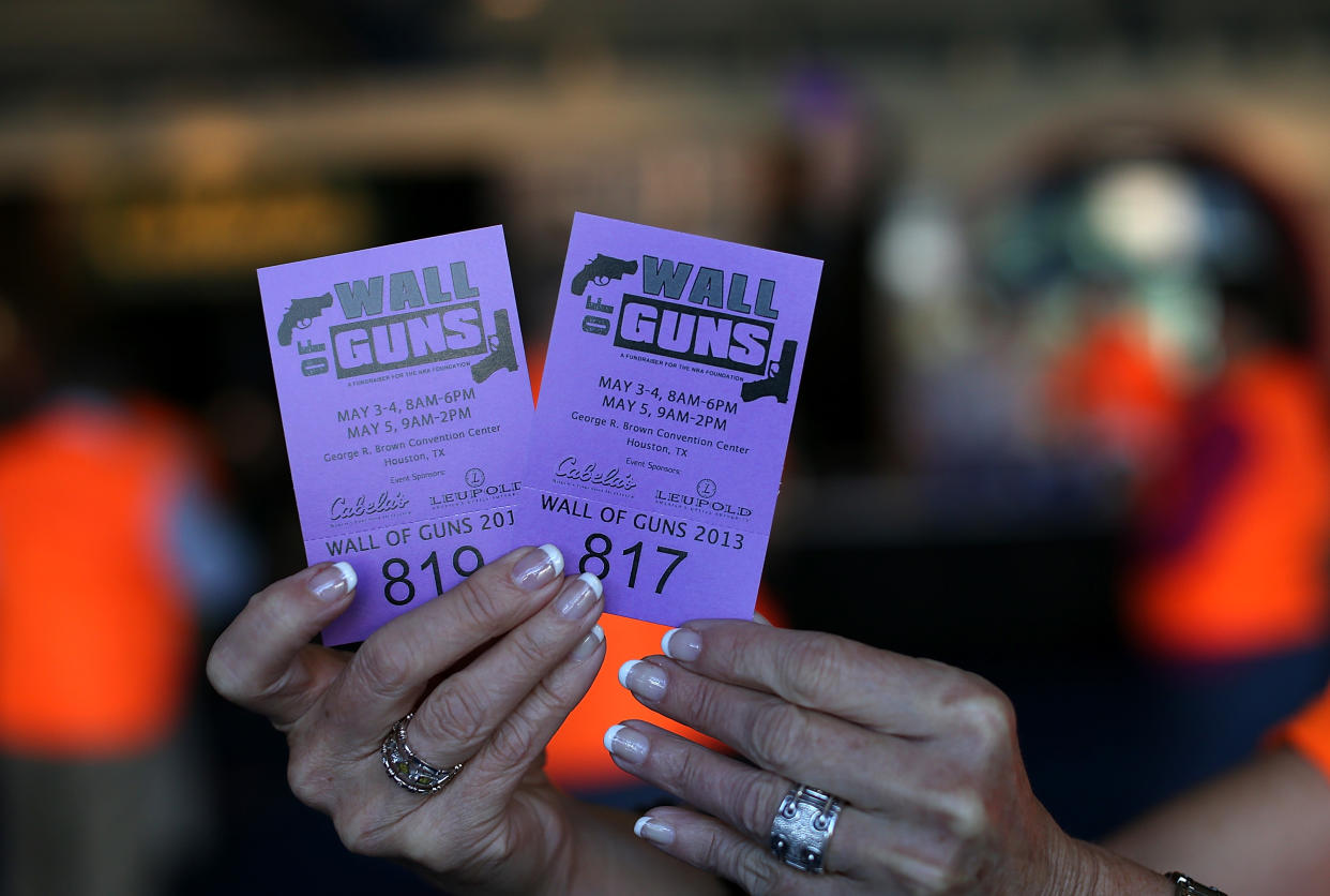 Tickets to an earlier gun event in Houston, Texas. (Photo: Getty Images)
