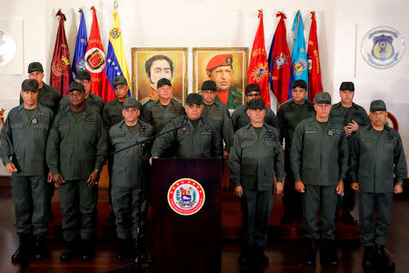 Venezuela's Defense Minister Vladimir Padrino Lopez attends a news conference in Caracas, Venezuela, February 19, 2018. REUTERS/Manaure Quintero