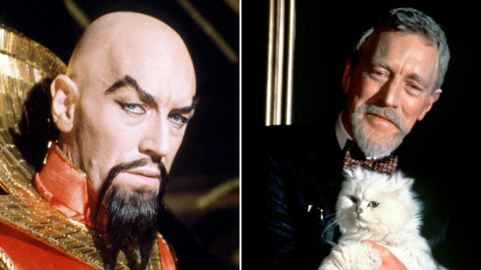 Ming el Despiadado en "Flash Gordon" (izquierda) y al villano Ernst Stavro Blofeld en "Nunca digas nunca jamás" (Never Say Never Again) de la saga James Bond.