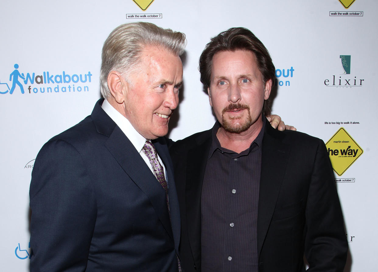 NEW YORK, NY - OCTOBER 05:  Actor Martin Sheen and son Emilio Estevez attend the premiere of 