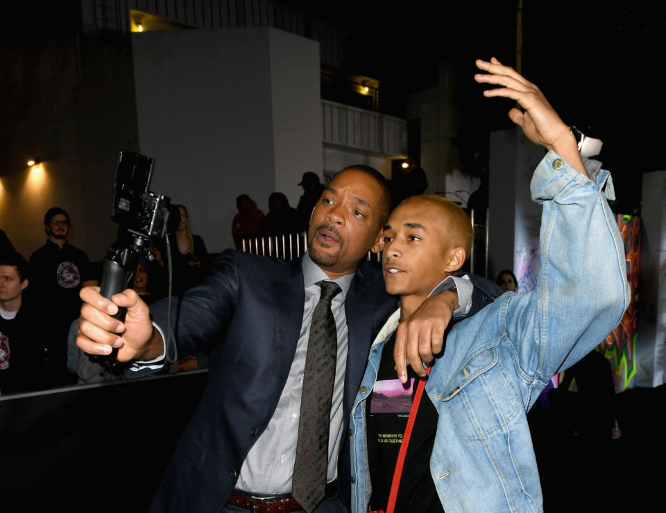 WESTWOOD, CA - DECEMBER 13:  Will Smith and Jaden Smith attend the Premiere Of Netflix's 'Bright' at Regency Village Theatre on December 13, 2017 in Westwood, California.  (Photo by Kevin Winter/Getty Images)