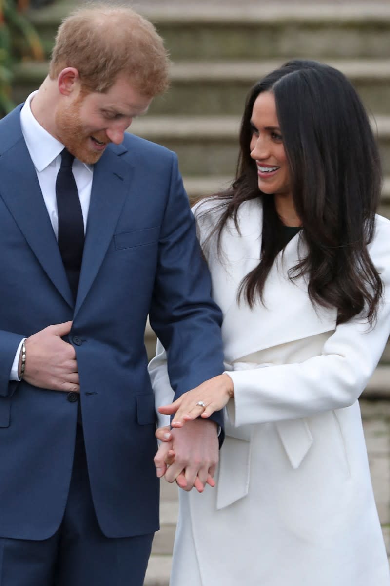 <p> Harry and Meghan announced their engagement on November 27, 2017. The pair posed for photos outside Frogmore Cottage, which was their home while they resided in the UK. </p>