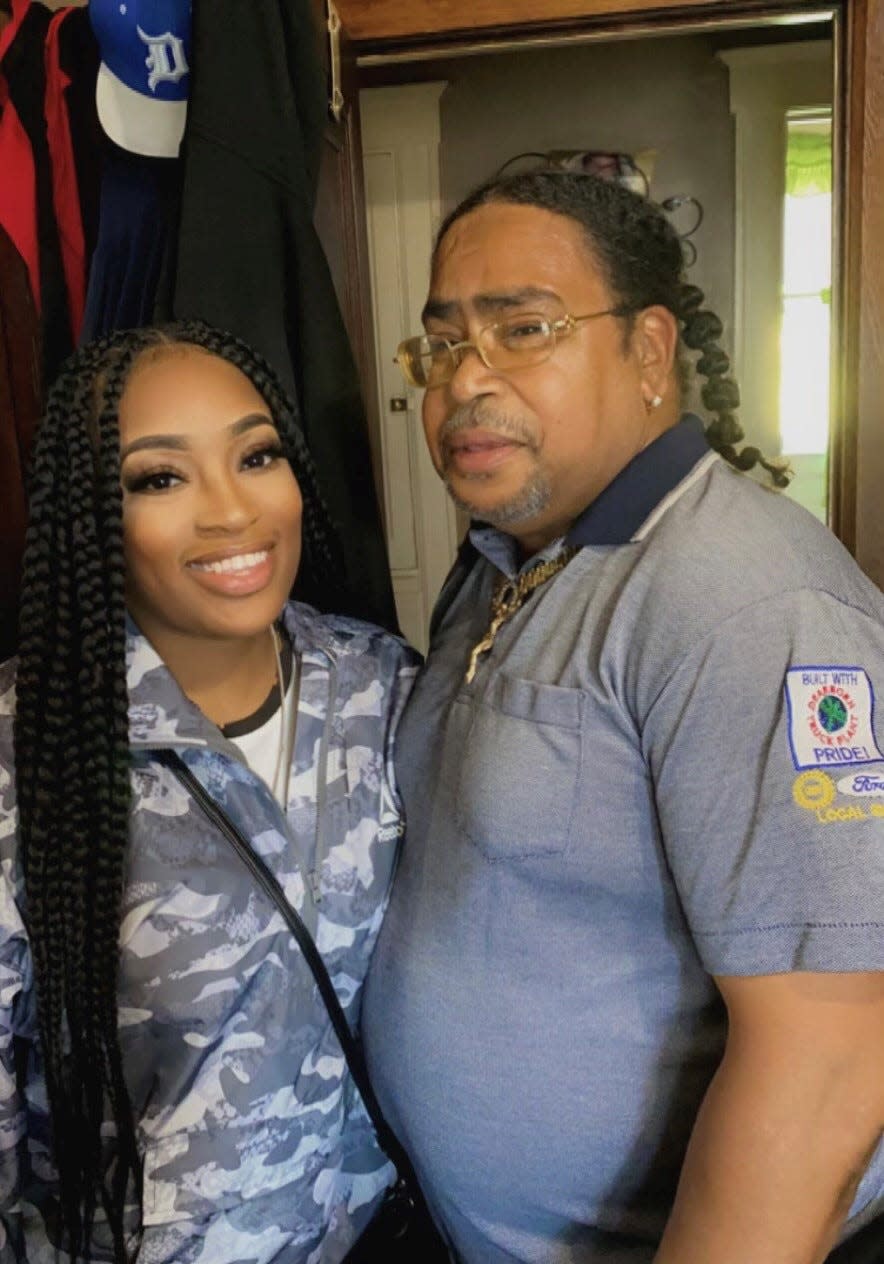 OA'Lisa Mason and her father, Ossie Mason Sr., both of Detroit, are seen here on Thursday, June 2, 2022. She just learned she's moving from temporary to permanent at the Dearborn Truck Plant building the F-150 pickup. Her father retired from factory work at Ford.