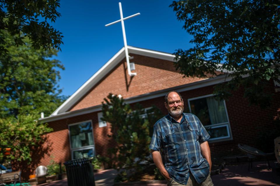 Pastor Steve Ramer stands for a portrait at the Mennonite Fellowship in downtown Fort Collins on Aug. 31, 2023. The church is one of four sites designated as chronic nuiscance properties since the city changed its public nuisance ordinance at the end of last year.