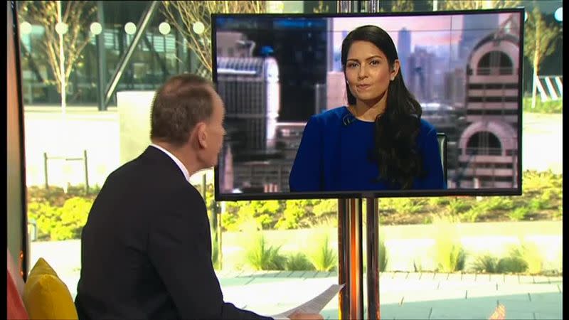 Priti Patel was accused of laughing during the interview with Andrew Marr. (BBC)