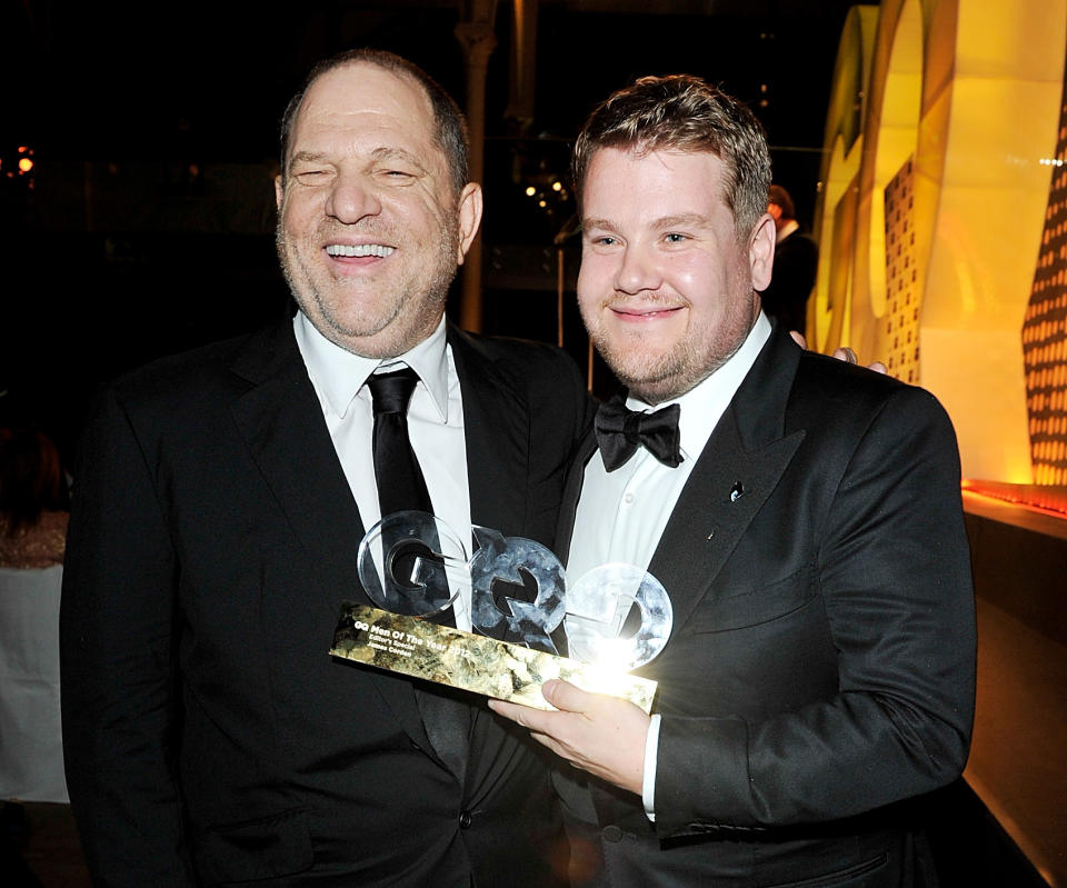 James Corden with Harvey Weinstein at the GQ Men of The Year Awards 2012 in London on September 4, 2012. (Photo: Dave M. Benett/Getty Images)