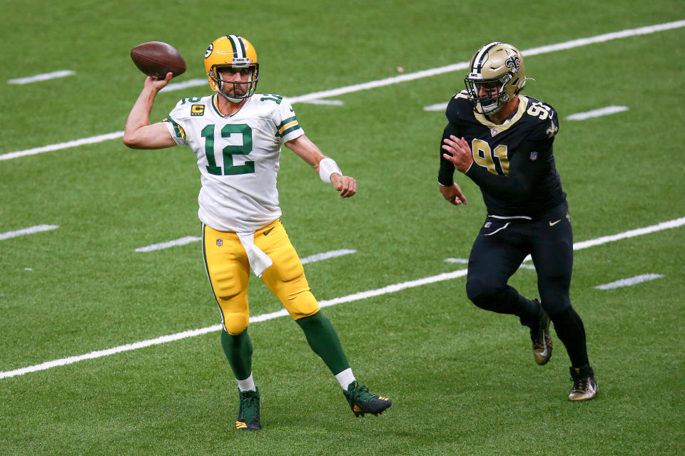 Aaron Rodgers won the night, both in ratings and against the Saints. (Photo by Sean Gardner/Getty Images)