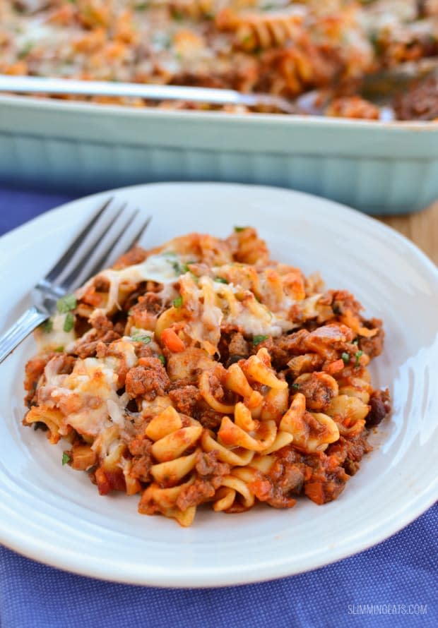 <p><a href="https://www.slimmingeats.com/blog/bolognese-pasta-bake" rel="nofollow noopener" target="_blank" data-ylk="slk:Slimming Eats;elm:context_link;itc:0;sec:content-canvas" class="link ">Slimming Eats</a></p>