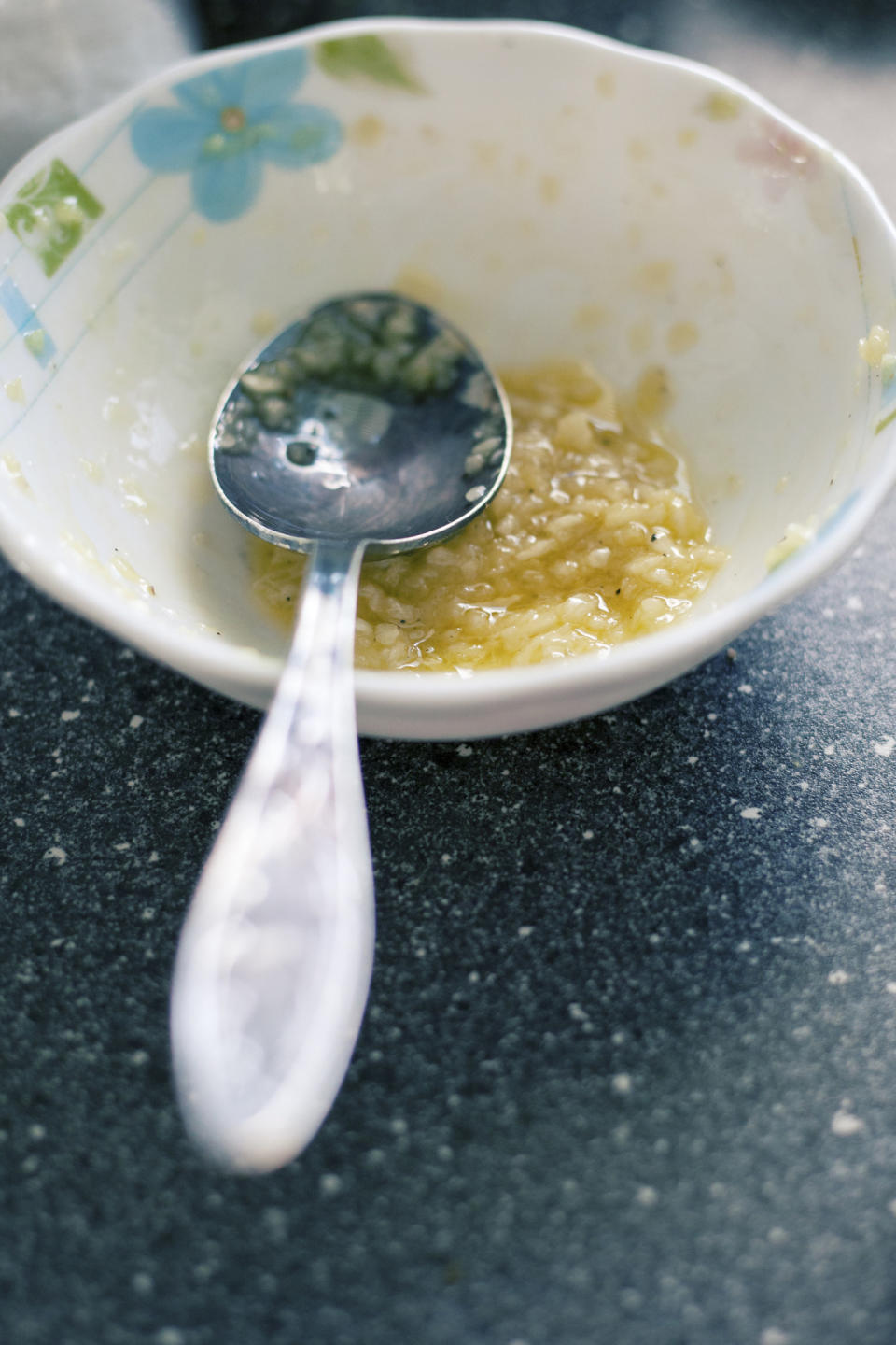 Minced garlic in a bowl.