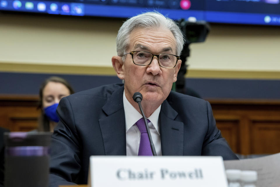 Federal Reserve Chairman Jerome Powell speaks to lawmakers during a House Committee on Financial Services hearing on Capitol Hill in Washington, Wednesday, Dec. 1, 2021. (AP Photo/Amanda Andrade-Rhoades)