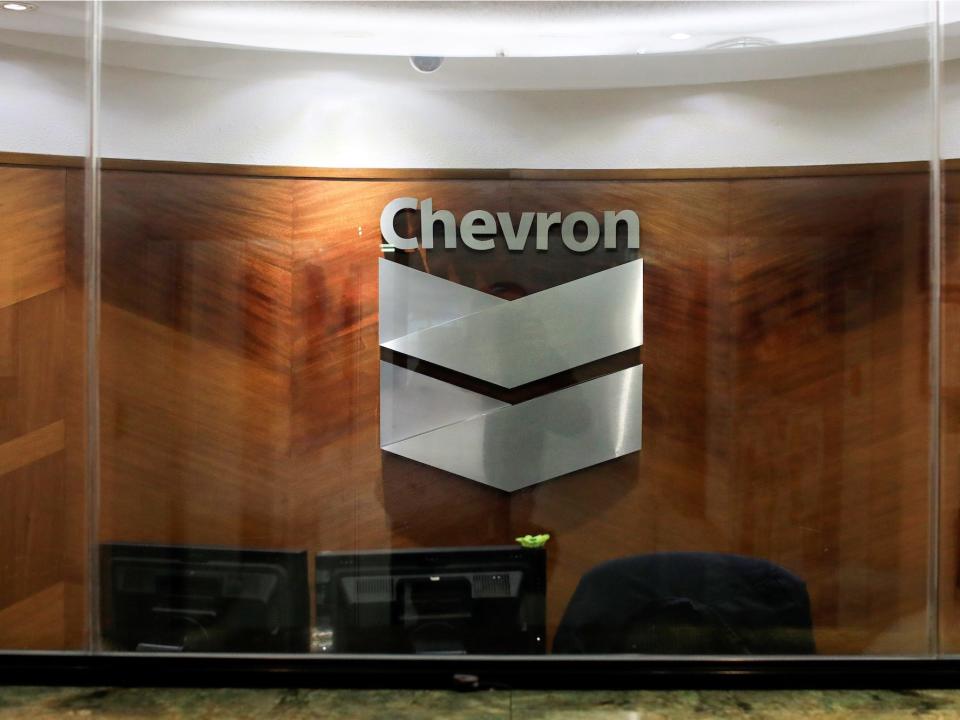 Chevron is seen at the company's office in Caracas