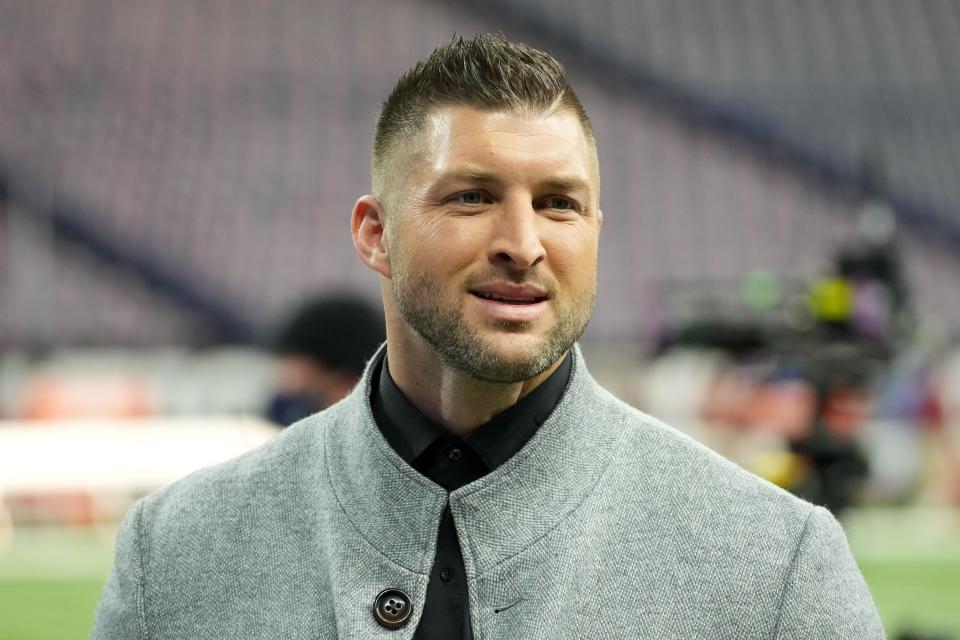 Jan 10, 2022; Indianapolis, IN, USA; Tim Tebow attends the 2022 CFP college football national championship game at Lucas Oil Stadium. Mandatory Credit: Kirby Lee-USA TODAY Sports
