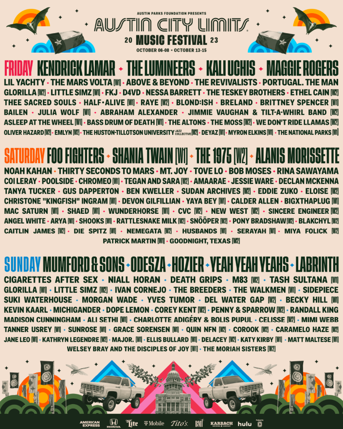 Daily lineups for Austin City Limits 2023 announced. Single tickets on
