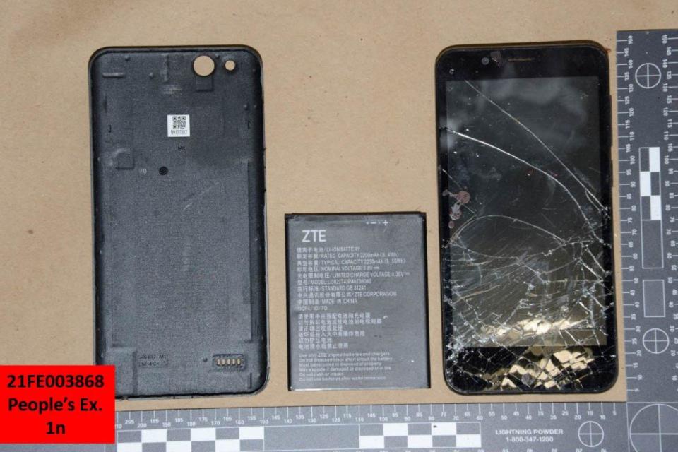 Victor Gray's cellphone that was found under the console in his white Chevy van. / Credit: Sacramento County District Attorney's Office/PRA Request