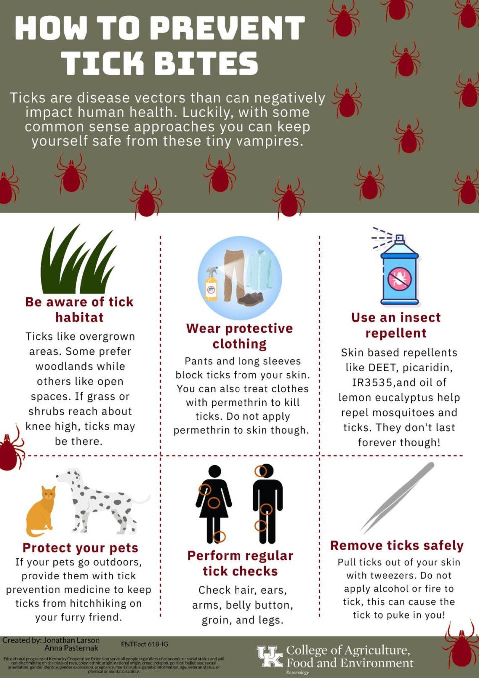 Tips on preventing ticks, courtesy of the UK College of Agriculture.