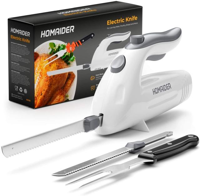 Black+Decker Comfort Grip Electric Knife with 7-Inch Stainles Steel Blades  & Safety Lock Button, Ideal for Carving, Slicing & Cutting Meats, Turkey