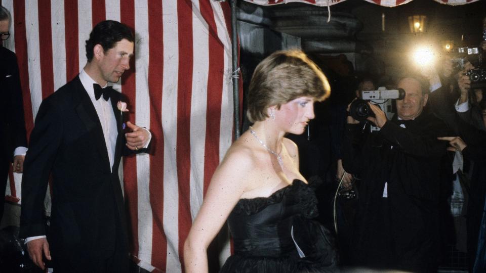 <p> For her first official appearance as a couple, the then-Lady Diana and Prince Charles attended a 1981 gala evening at Goldsmith's Hall which was raising money for the Royal Opera House in London. The newly engaged couple looked very dapper in matching black tie attire. </p>