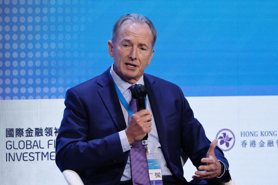 James Gorman, Chairman and Chief Executive of Morgan Stanley, speaks during the Global Financial Leaders Investment Summit in Hong Kong, China November 2, 2022. REUTERS/Tyrone Siu