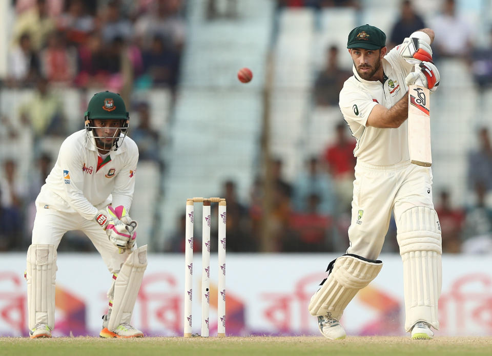 CHITTAGONG, BANGLADESH - SEPTEMBER 07:  Glenn Maxwell of Australia bats during day four of the Second Test match between Bangladesh and Australia at Zahur Ahmed Chowdhury Stadium on September 7, 2017 in Chittagong, Bangladesh.  (Photo by Robert Cianflone/Getty Images)