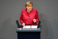 German Chancellor Angela Merkel attends a session of the Bundestag, in Berlin