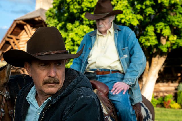 <p>Danno Nell/Paramount/Kobal/Shutterstock </p> Kevin Costner (left) and Dabney Coleman in 'Yellowstone'