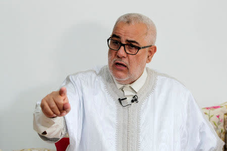 Moroccan Prime Minister Abdelilah Benkirane speaks during an interview with Reuters in his house in Rabat, Morocco, October 3, 2016. REUTERS/Stringer