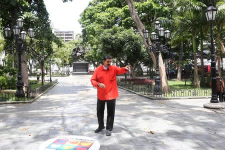 Venezuela's President Nicolas Maduro speaks during his weekly broadcast "Los Domingos con Maduro" (The Sundays with Maduro) in Caracas, Venezuela July 23, 2017. Miraflores Palace/Handout via REUTERS