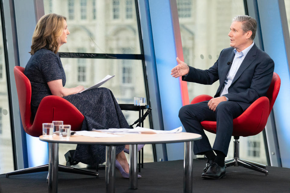 Sir Keir Starmer is interviewed by Victoria Derbyshire on Sunday. (PA)